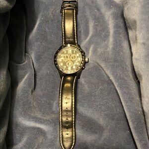 Invicta Black Leather Strap Watch